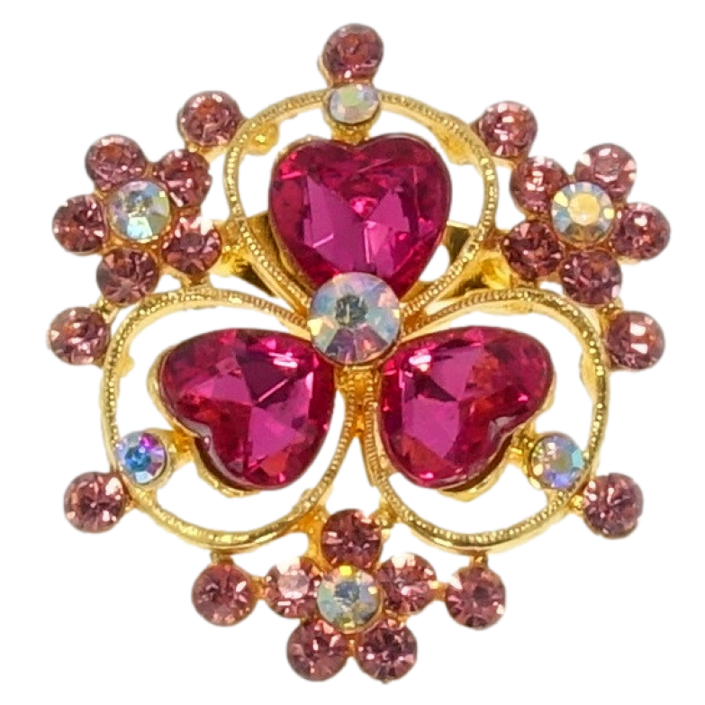 Брошь Цветок с розовыми стразами фото №1