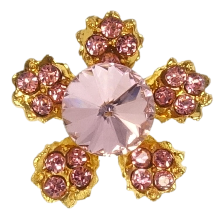 Брошка Квітка з рожевих страз фото №21