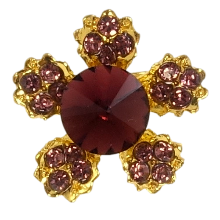 Брошка Квітка з бордових страз фото №22