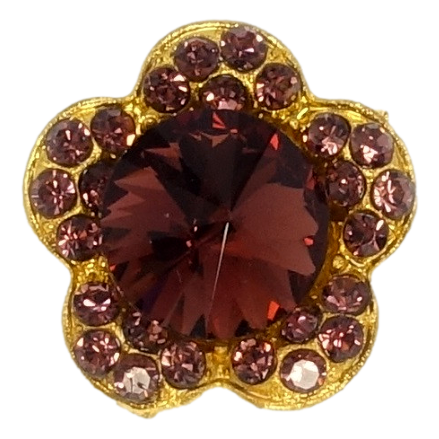 Брошка Квітка з бордовими стразами фото №1 Брошка Квітка з бордовими стразами фото №1