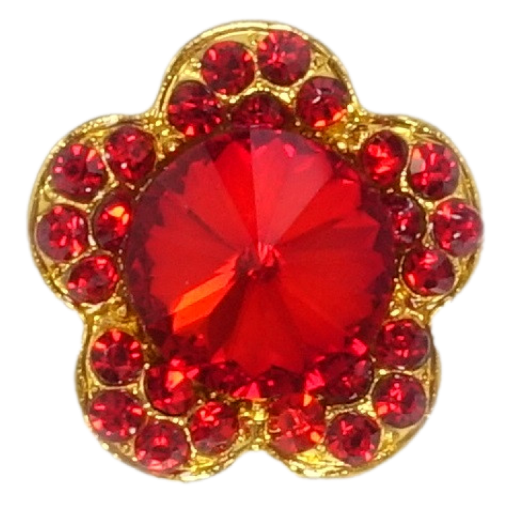 Брошка Квітка з червоними стразами фото №24