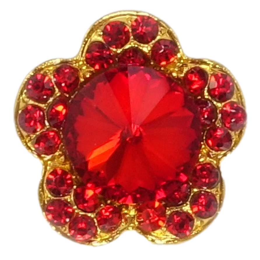 Брошка Квітка з червоними стразами фото №1