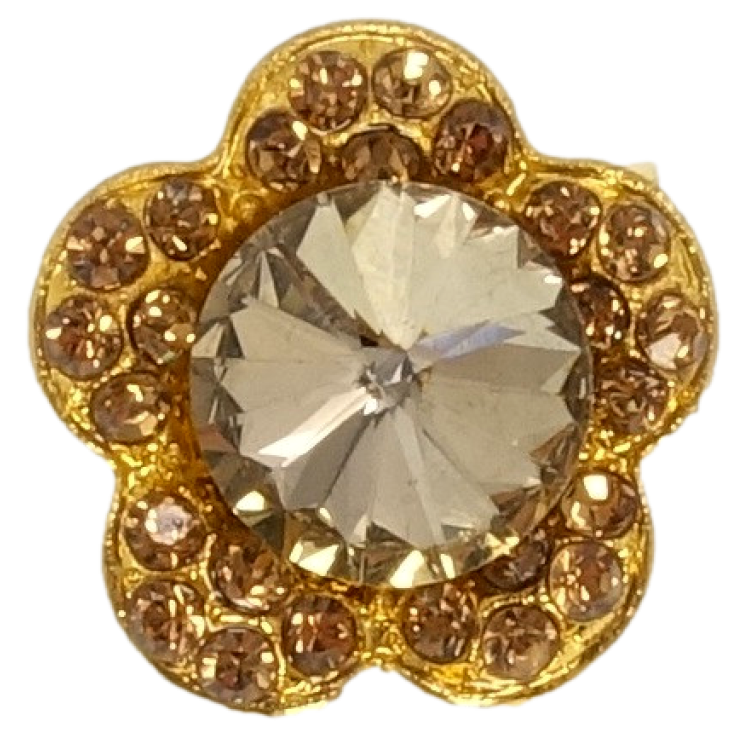Брошка Квітка з коричневими стразами фото №17