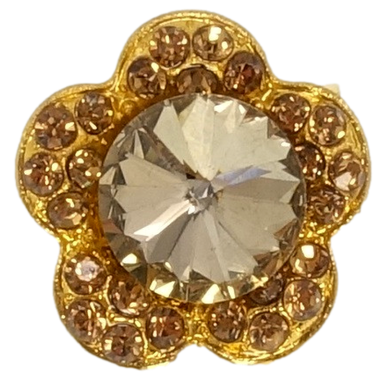 Брошка Квітка з коричневими стразами фото №1