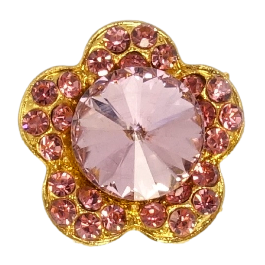 Брошка Квітка з рожевими стразами фото №1