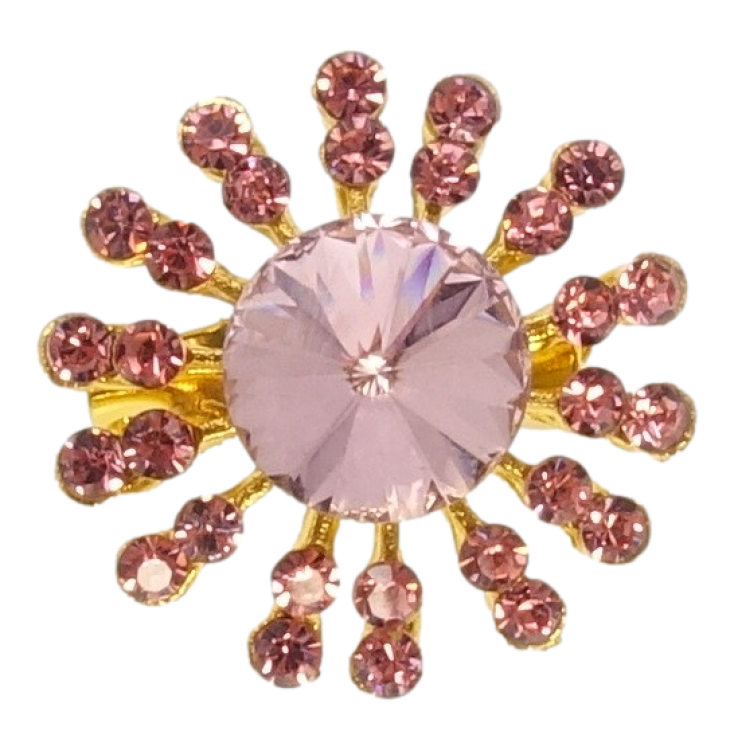 Брошь Снежинка с розовыми стразами фото №16