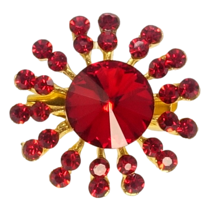 Брошь Снежинка с красными стразами фото №18