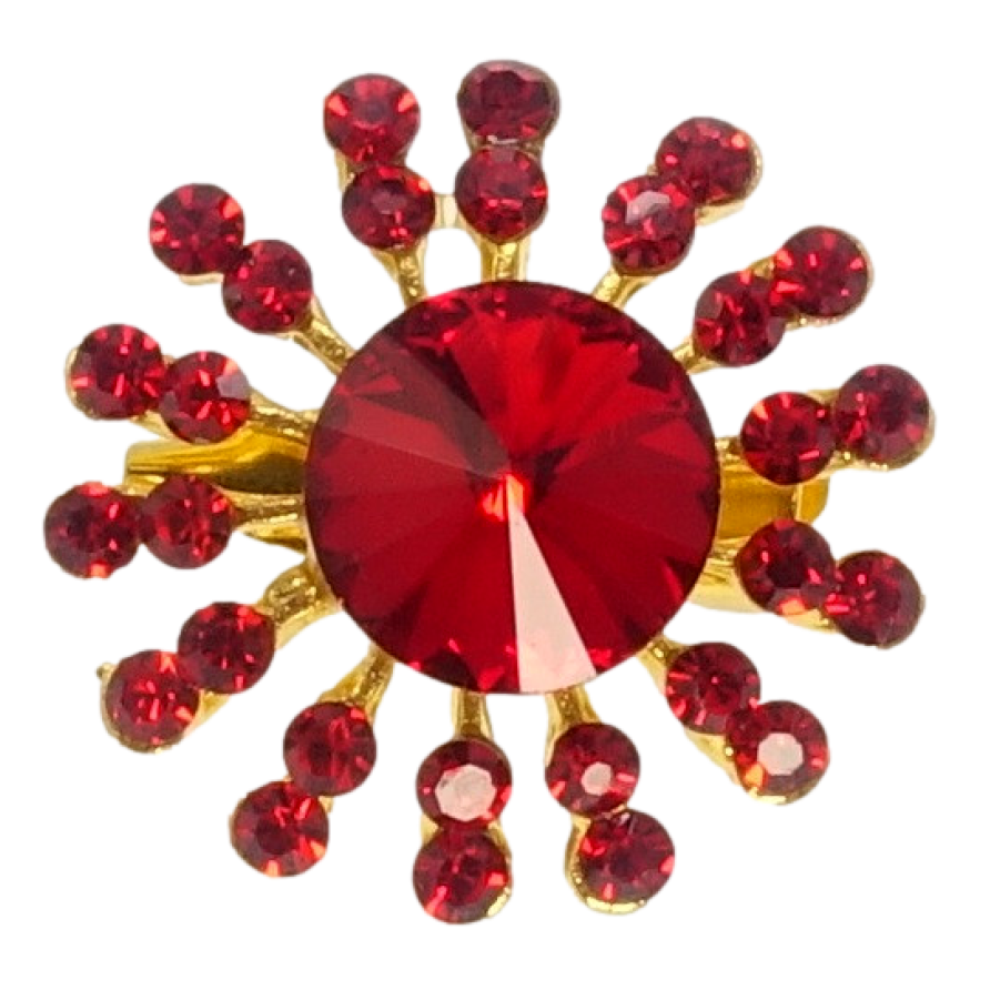 Брошь Снежинка с красными стразами фото №1 Брошь Снежинка с красными стразами фото №1