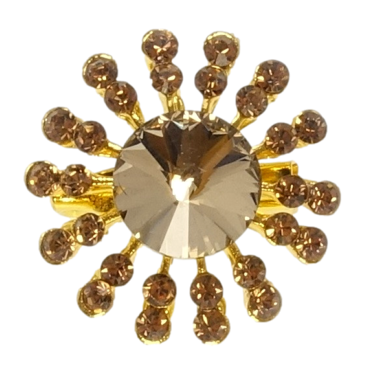 Брошь Снежинка с коричневыми стразами фото №19