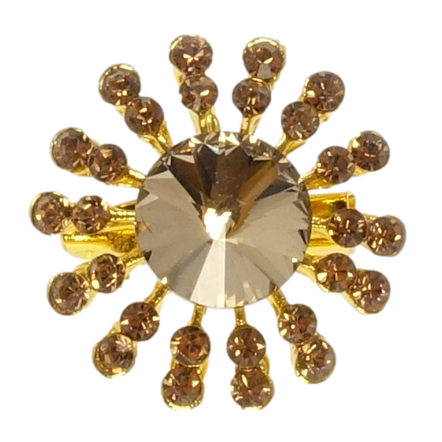 Брошь Снежинка с коричневыми стразами фото №1