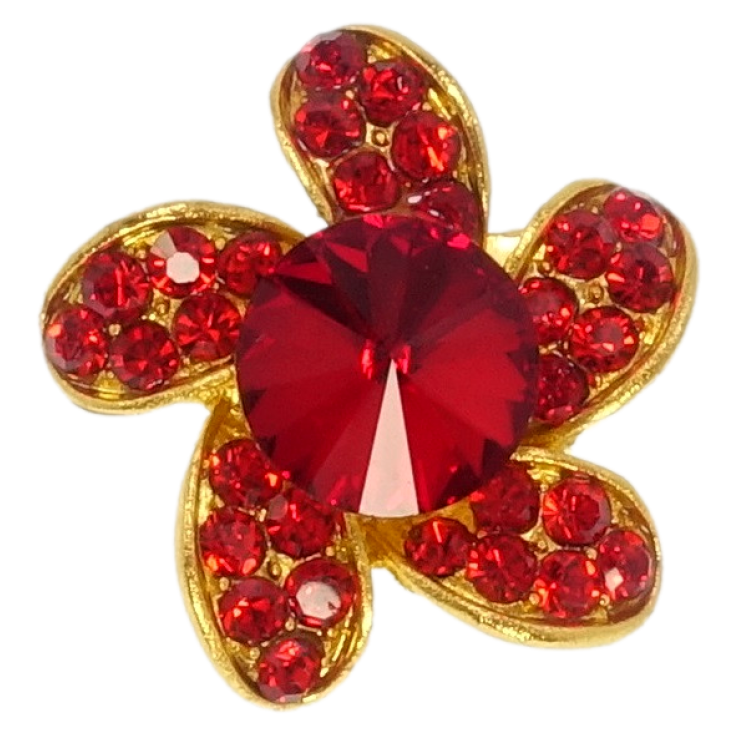 Брошка Квітка з червоними стразами фото №22