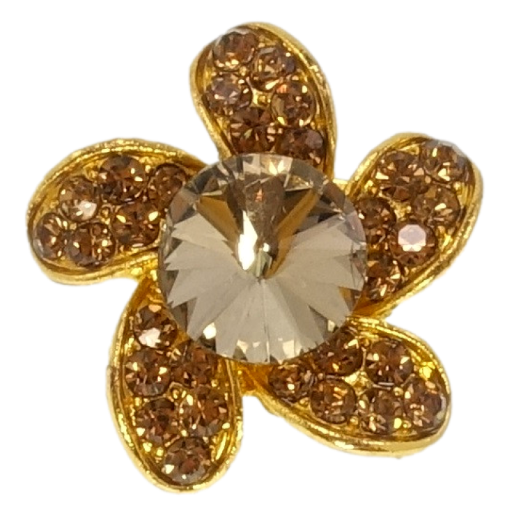 Брошка Квітка з коричневими стразами фото №20