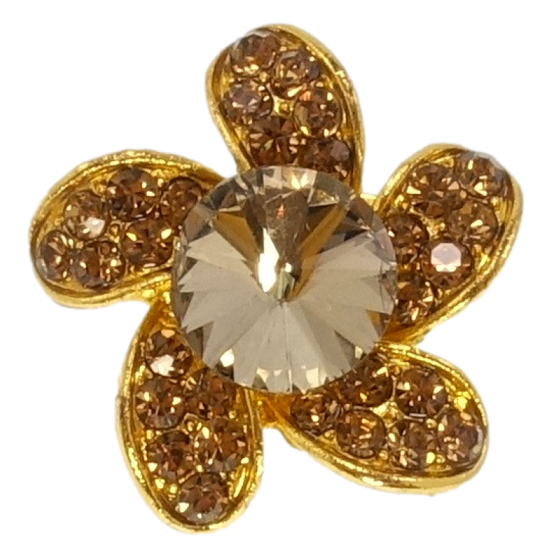 Брошь Цветок с коричневыми стразами фото №1