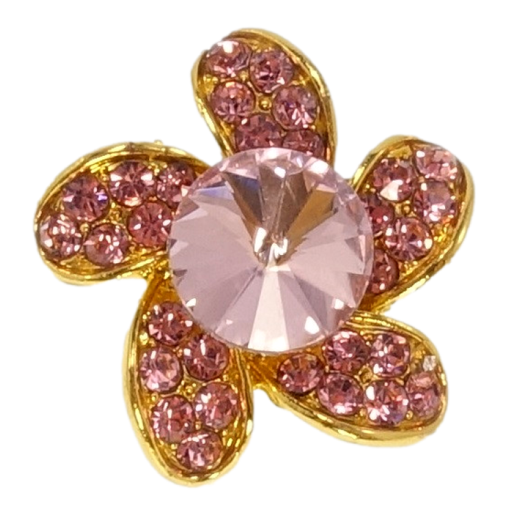 Брошка Квітка з рожевими стразами фото №7