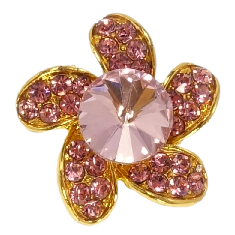 Брошь Цветок с розовыми стразами фото №1