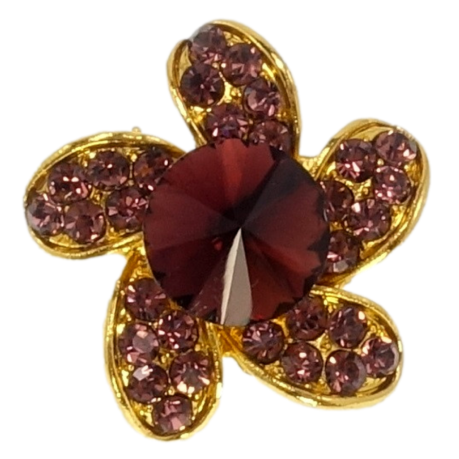 Брошь Цветок с бордовыми стразами фото №1 Брошь Цветок с бордовыми стразами фото №1