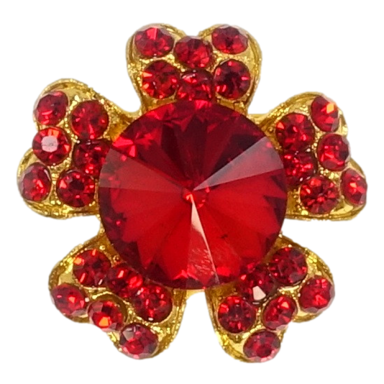 Брошь Цветок с красными стразами фото №1 Брошь Цветок с красными стразами фото №1