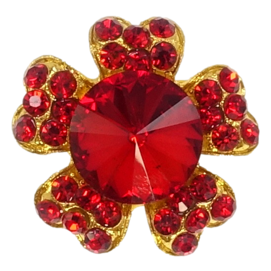 Брошка Квітка з червоними стразами фото №1 Брошка Квітка з червоними стразами фото №1