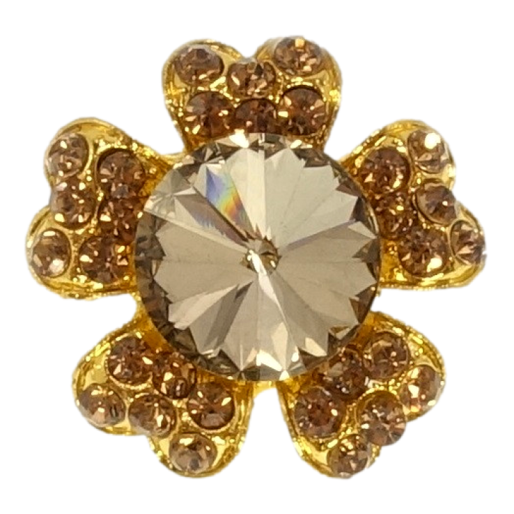Брошка Квітка з коричневими стразами фото №15