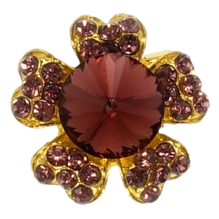 Брошка Квітка з бордовими стразами фото №25