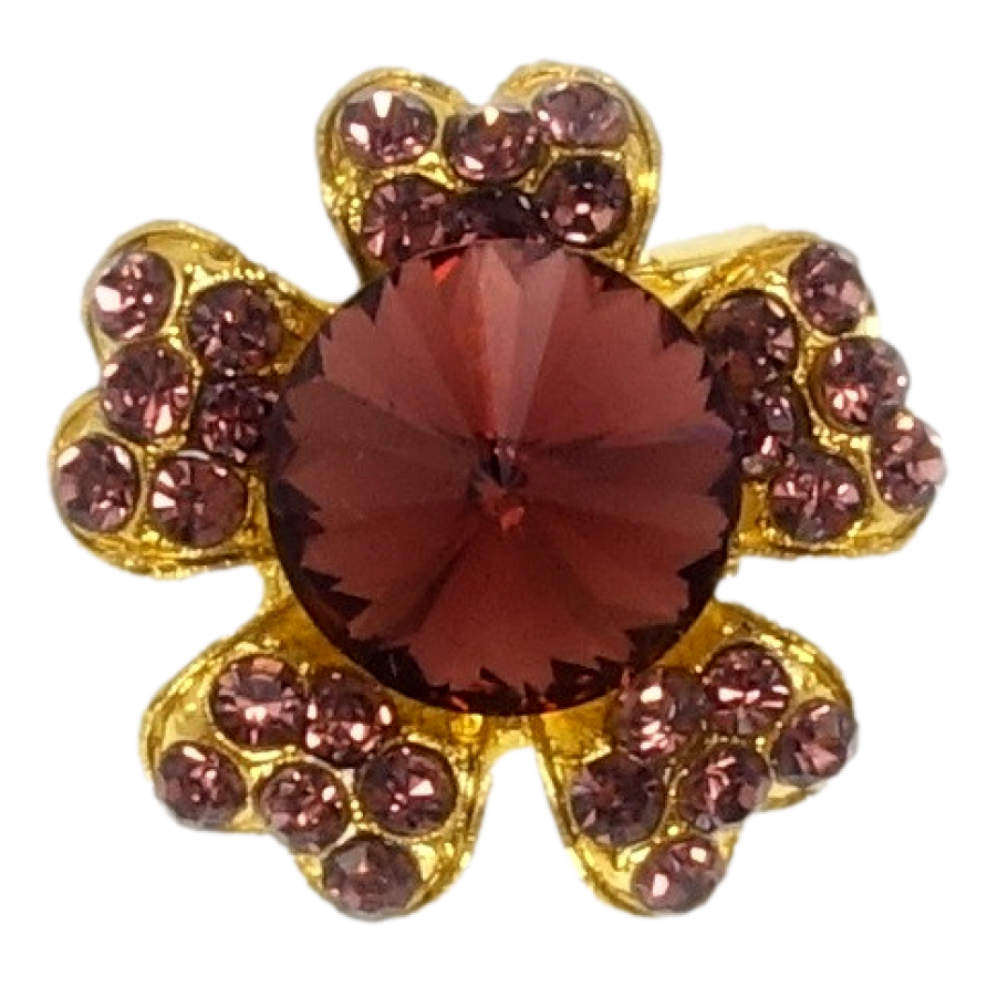 Брошка Квітка з бордовими стразами фото №1