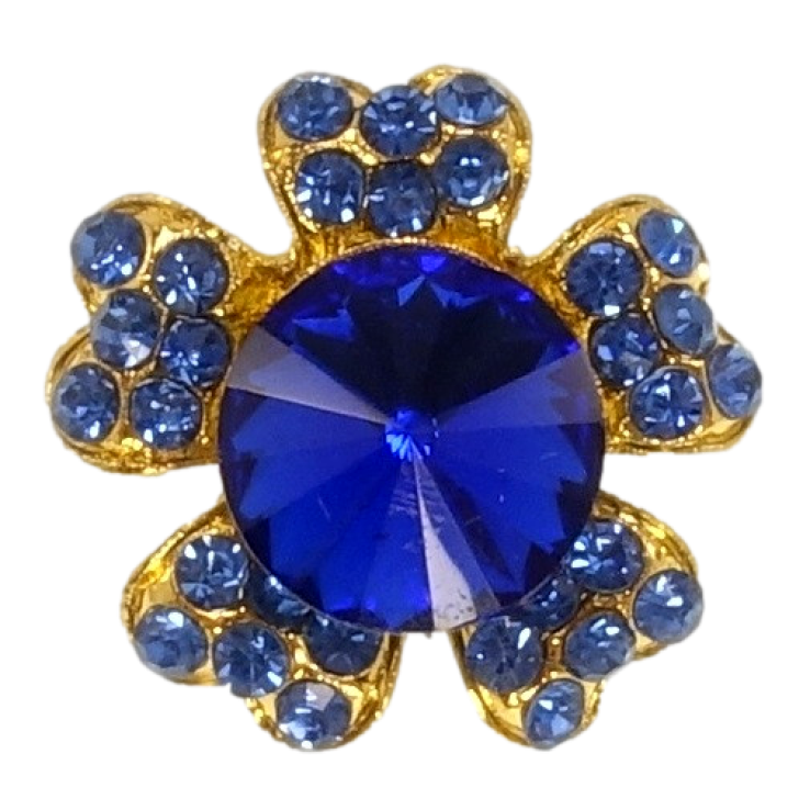 Брошка Квітка з синіми стразами фото №3