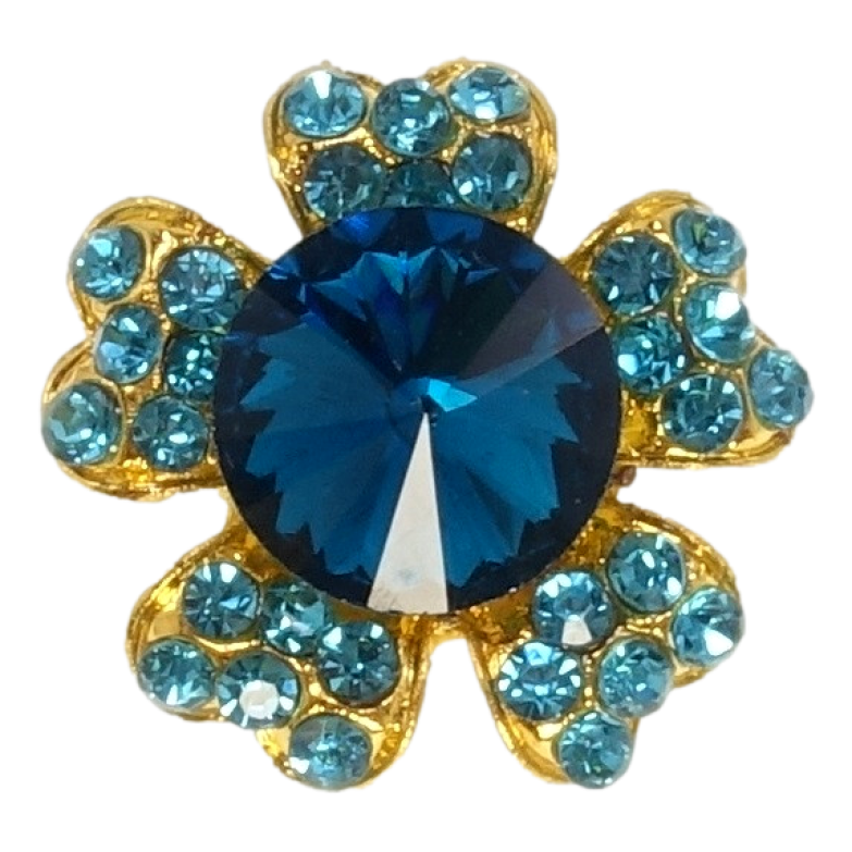 Брошь Цветок с бирюзовыми стразами фото №1
