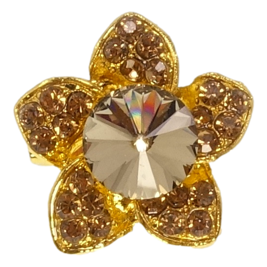Брошка Квітка з коричневими стразами фото №1