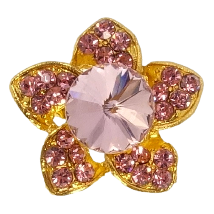 Брошка Квітка з рожевими стразами фото №1