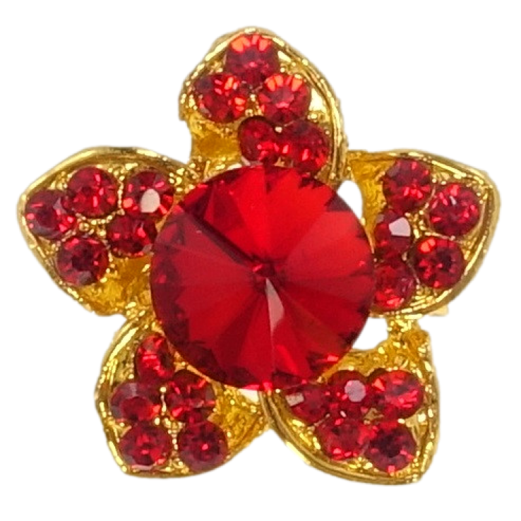Брошка Квітка з червоними стразами фото №20