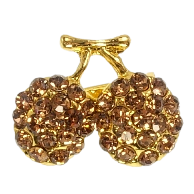 Брошь Сливы с коричневыми стразами фото №1