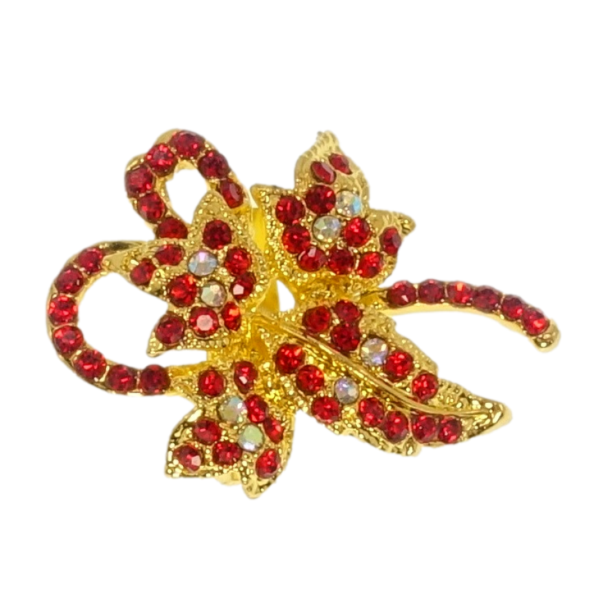 Брошка Квітковий орнамент з червоними стразами фото №1 Брошка Квітковий орнамент з червоними стразами фото №1