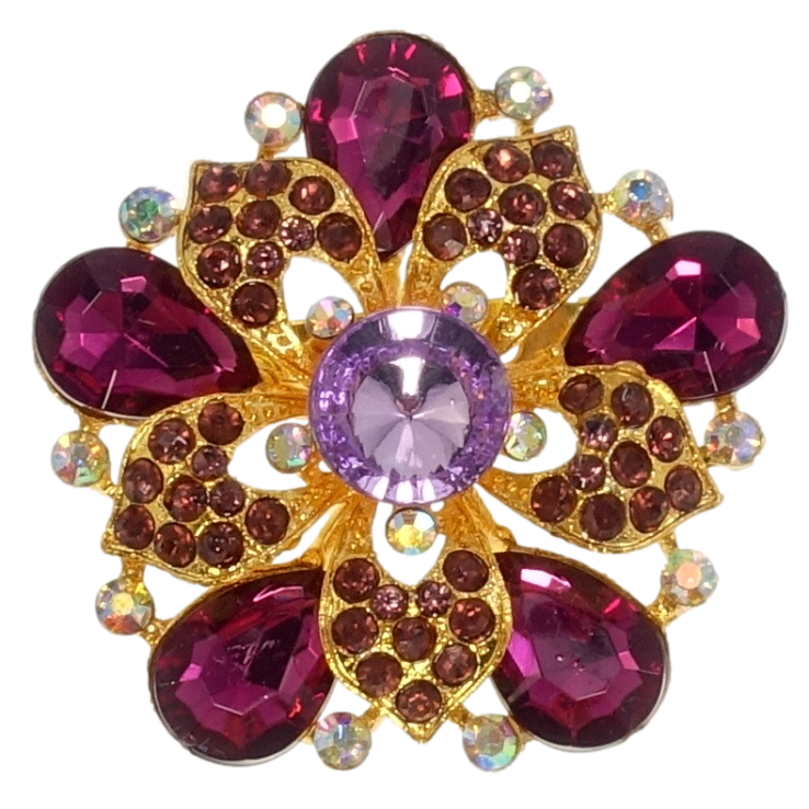 Брошка Квітка з бордовими стразами фото №24