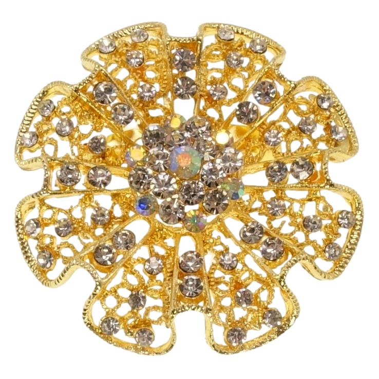 Брошка Ажурна квітка зі стразами фото №16