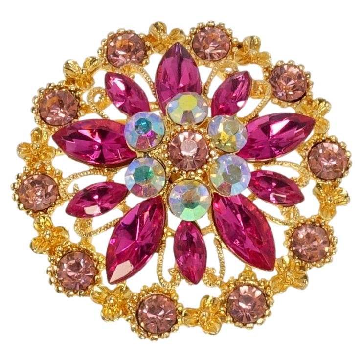 Брошь Сказочный цветок с розовыми стразами фото №22