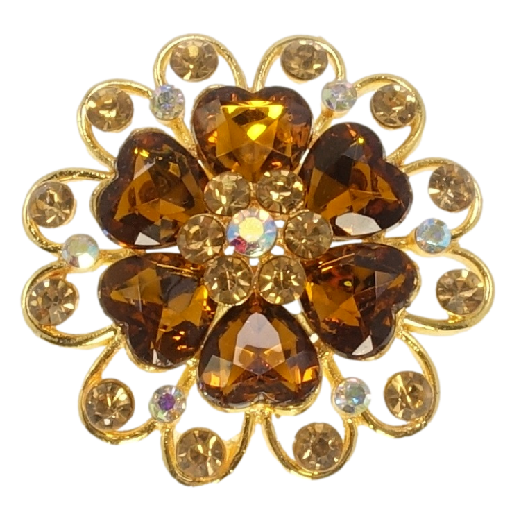 Брошка Квітка з коричневими стразами фото №19