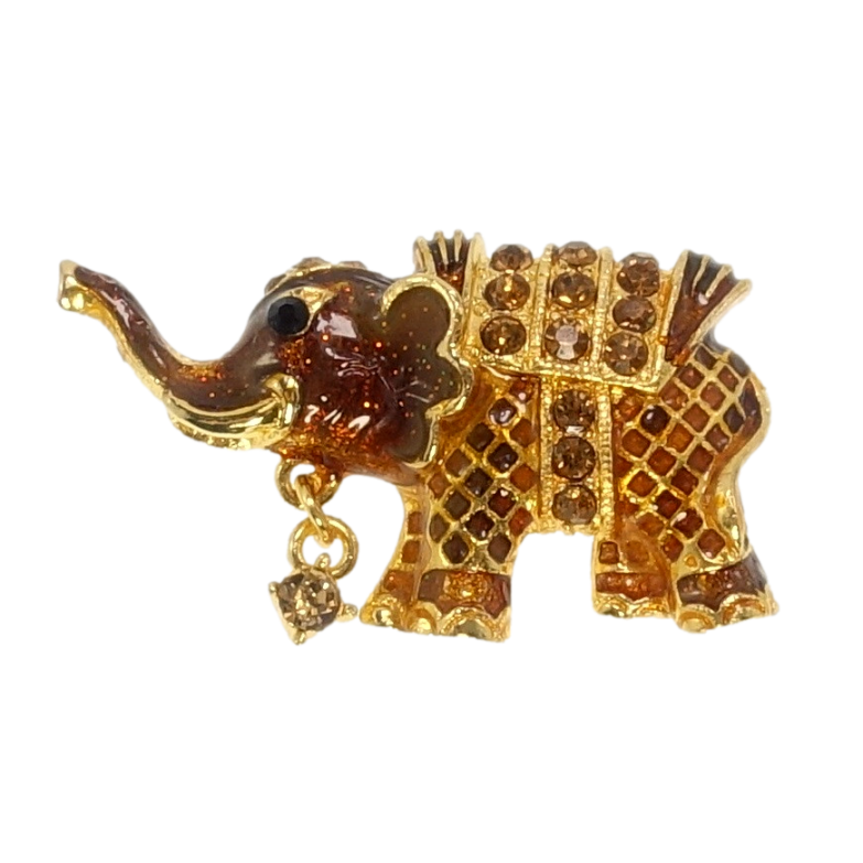Брошь Слон с прокраской коричневой эмалью и коричневыми стразами фото №1 Брошь Слон с прокраской коричневой эмалью и коричневыми стразами фото №1