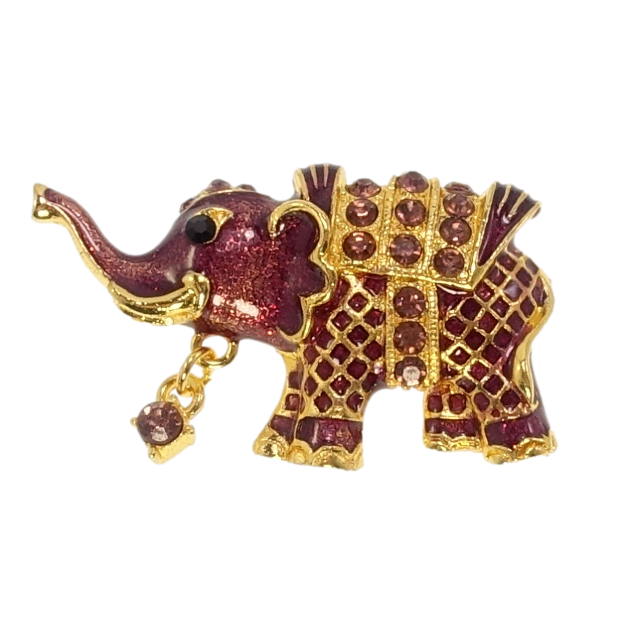 Брошь Слон с прокраской сиреневой эмалью и стразами фото №1 Брошь Слон с прокраской сиреневой эмалью и стразами фото №1
