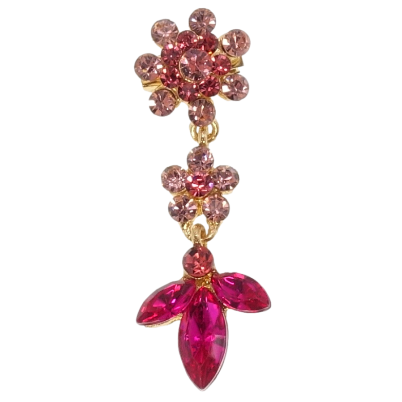 Брошка Квіточки з рожевих страз фото №1