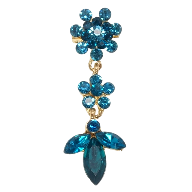 Брошка Квіточки з бірюзових страз фото №2