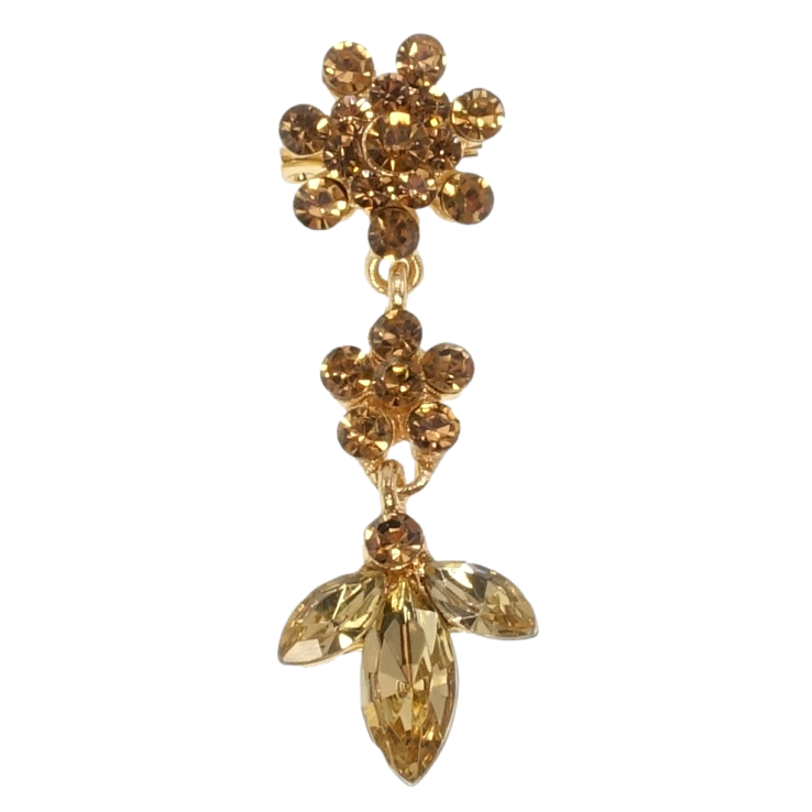 Брошка Квіточки із золотистих страз фото №9