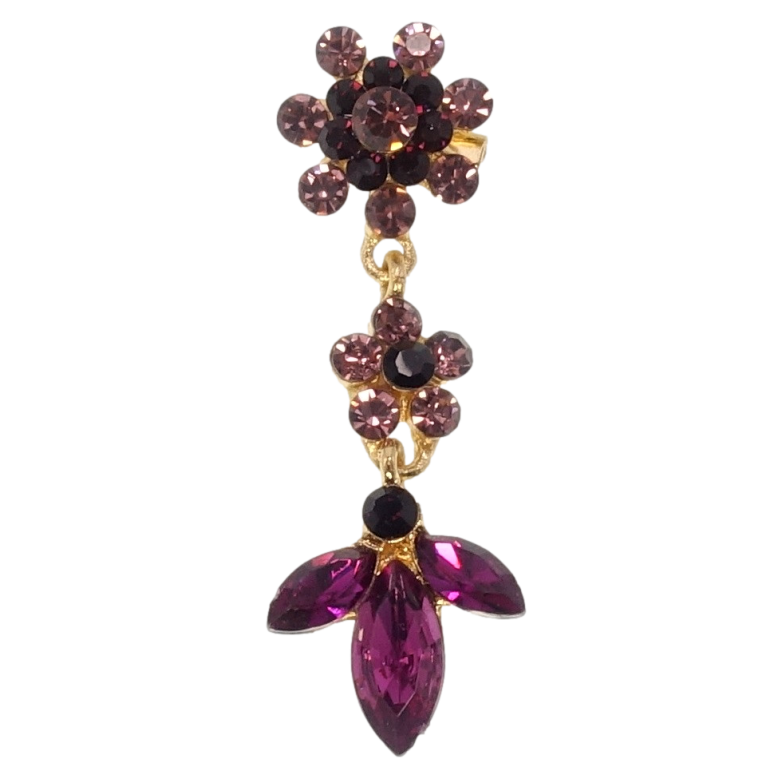 Брошка Квіточки з бордових страз фото №1