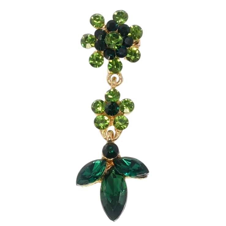 Брошка Квіточки із зелених страз фото №11