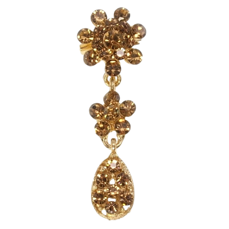 Брошка Квіточки із золотистих страз фото №10