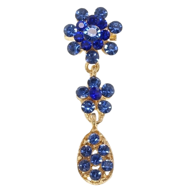 Брошь Цветочки из синих страз фото №1