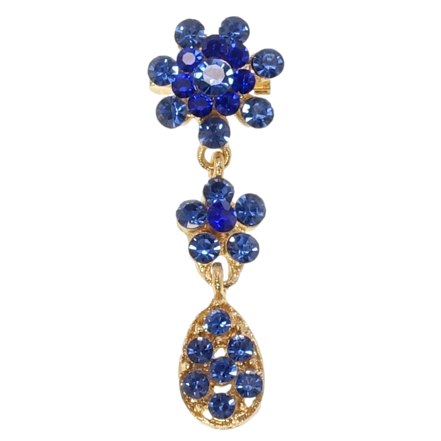 Брошь Цветочки из синих страз фото №1