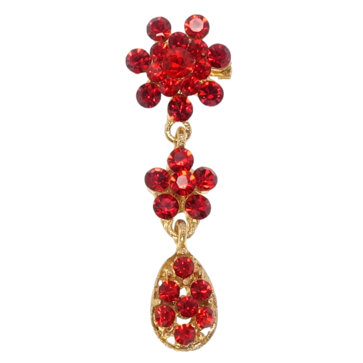 Брошка Квіточки з червоних страз фото №8