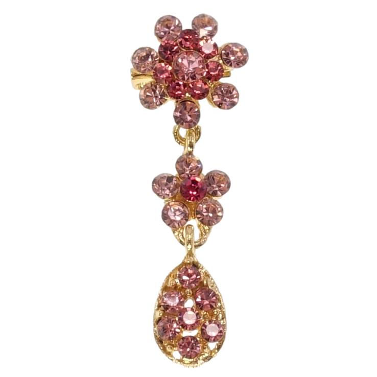 Брошка Квіточки з рожевих страз фото №14