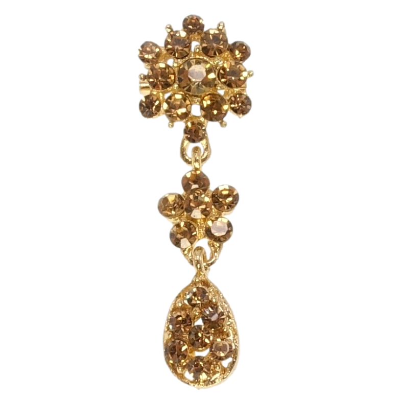 Брошка Квіточки із золотистих страз фото №3