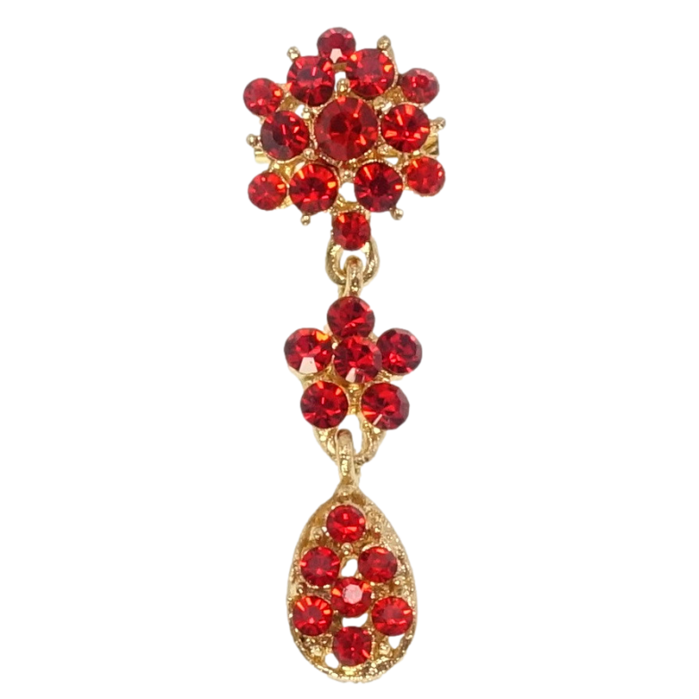 Брошь Цветочки из красных страз фото №1